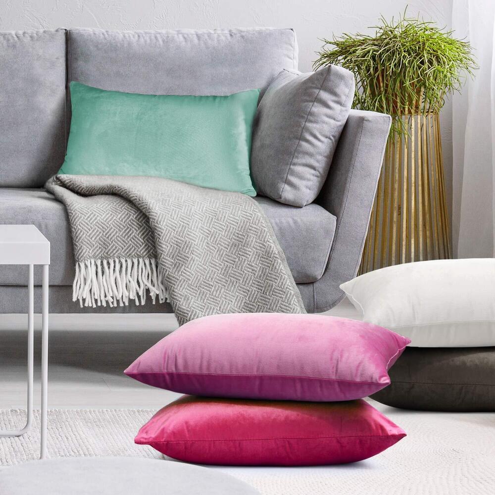 2469 Throw Pillow Covers, Cozy Velvet Decorative Pillow Covers 12 x 20 - Picture 6 of 7